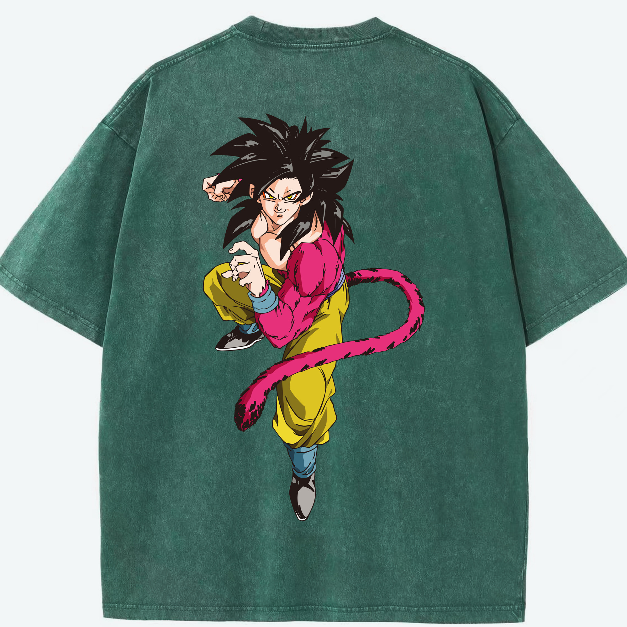 （画像用） ドラゴンボール 孫悟空（そん ごくう）Son Goku カカロット DRAGON BALL Kakarotto 綿100% ヴィンテージ風 半袖Tシャツ（背面プリント）